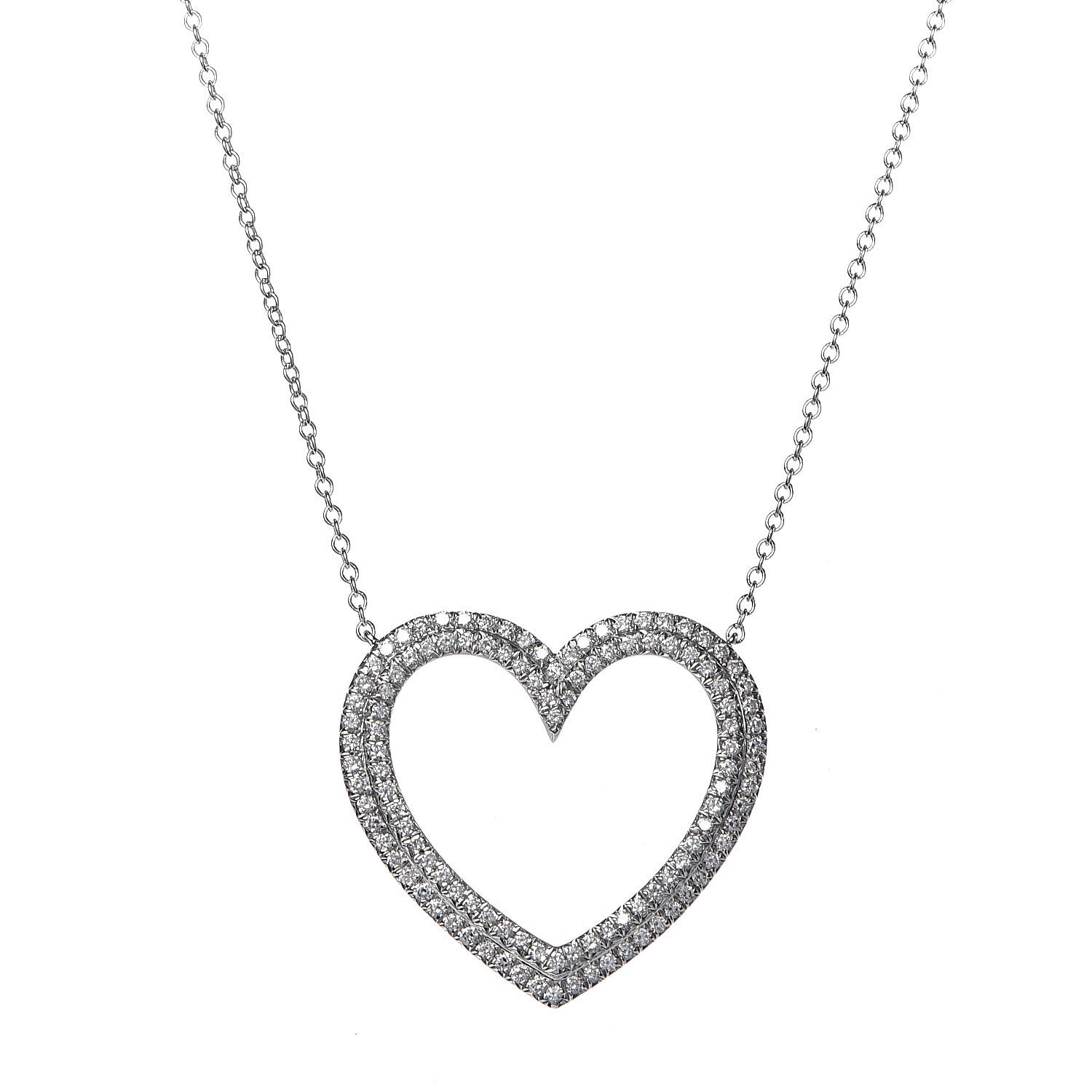 Tiffany Platinum Diamond Large Metro Heart Pendant Necklace 4 of 6