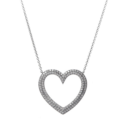 Tiffany Platinum Diamond Large Metro Heart Pendant Necklace 4 of 6