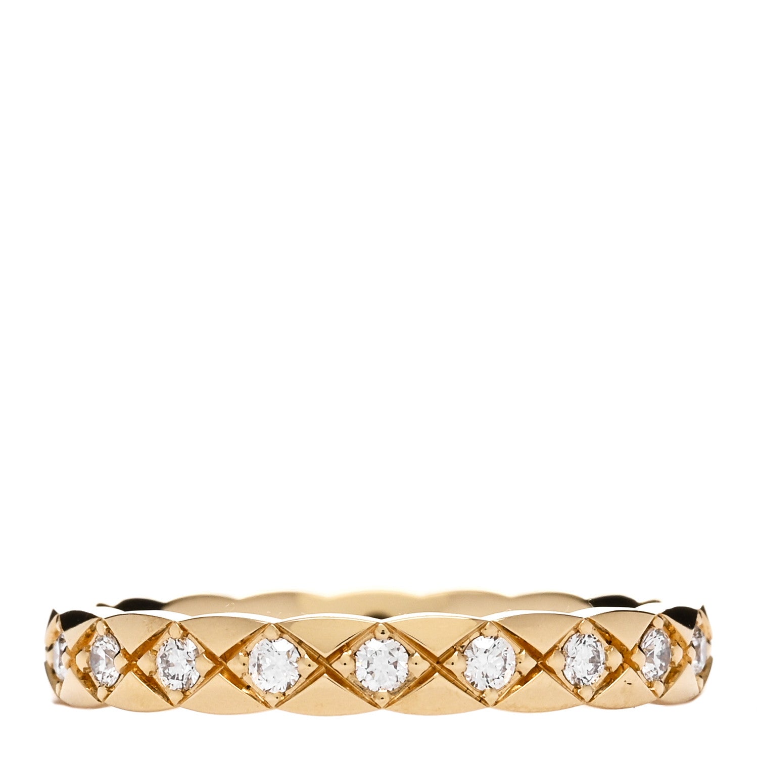 Chanel 18K Yellow Gold Diamond Mini Coco Crush Ring 56 7.5 1 of 4