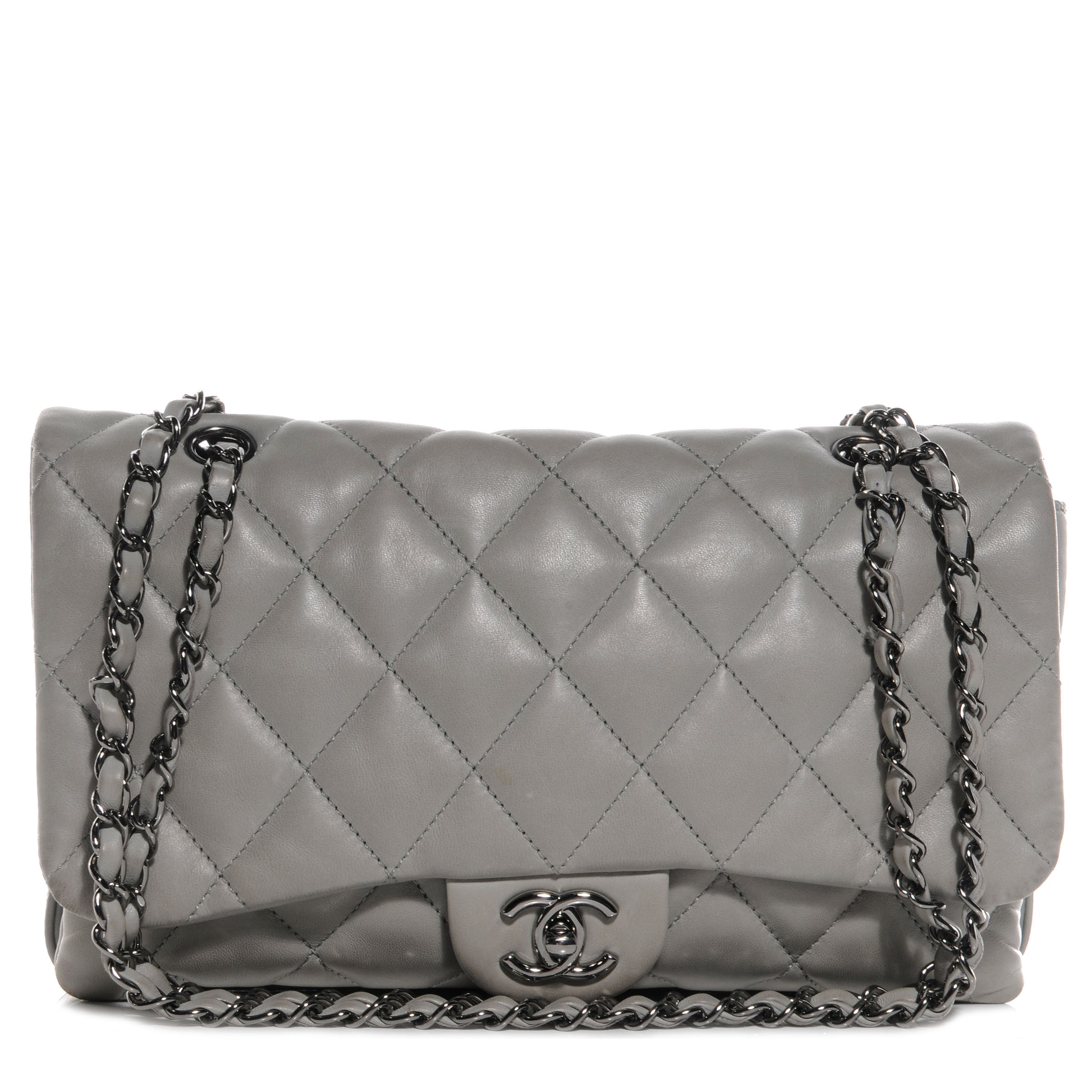 Chanel Lambskin Quilted 3 Large Flap Grey 1 of 8