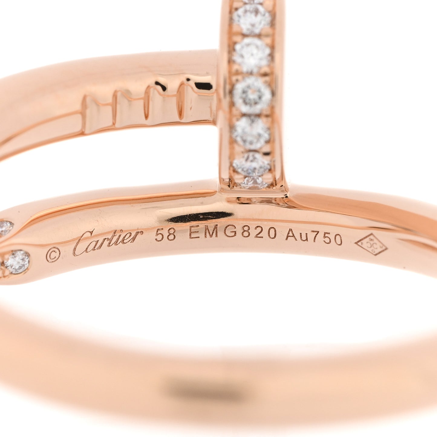 18K Pink Gold Diamond Juste Un Clou Ring 58 8.25