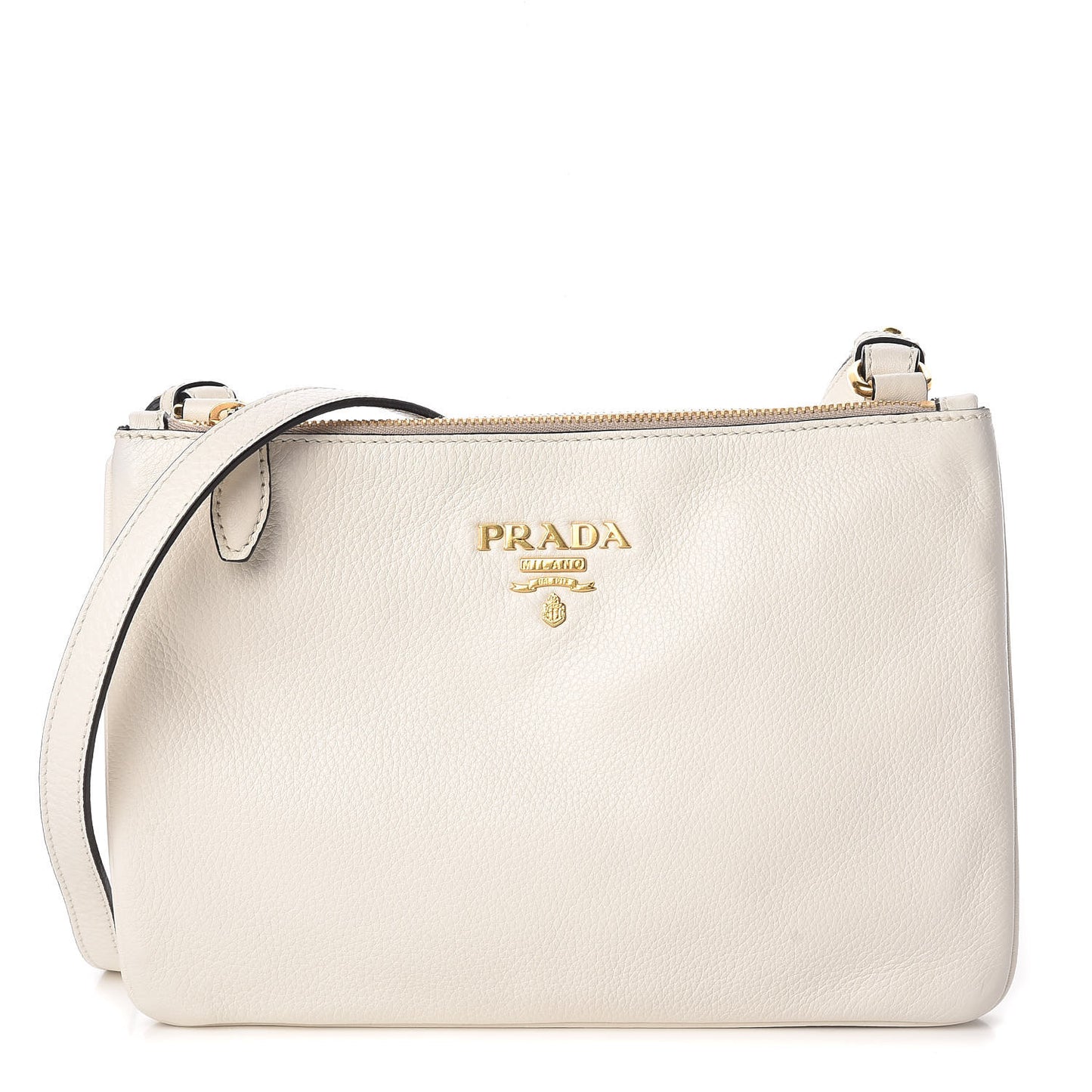 Vitello Phenix Double Zip Crossbody Bag Bianco