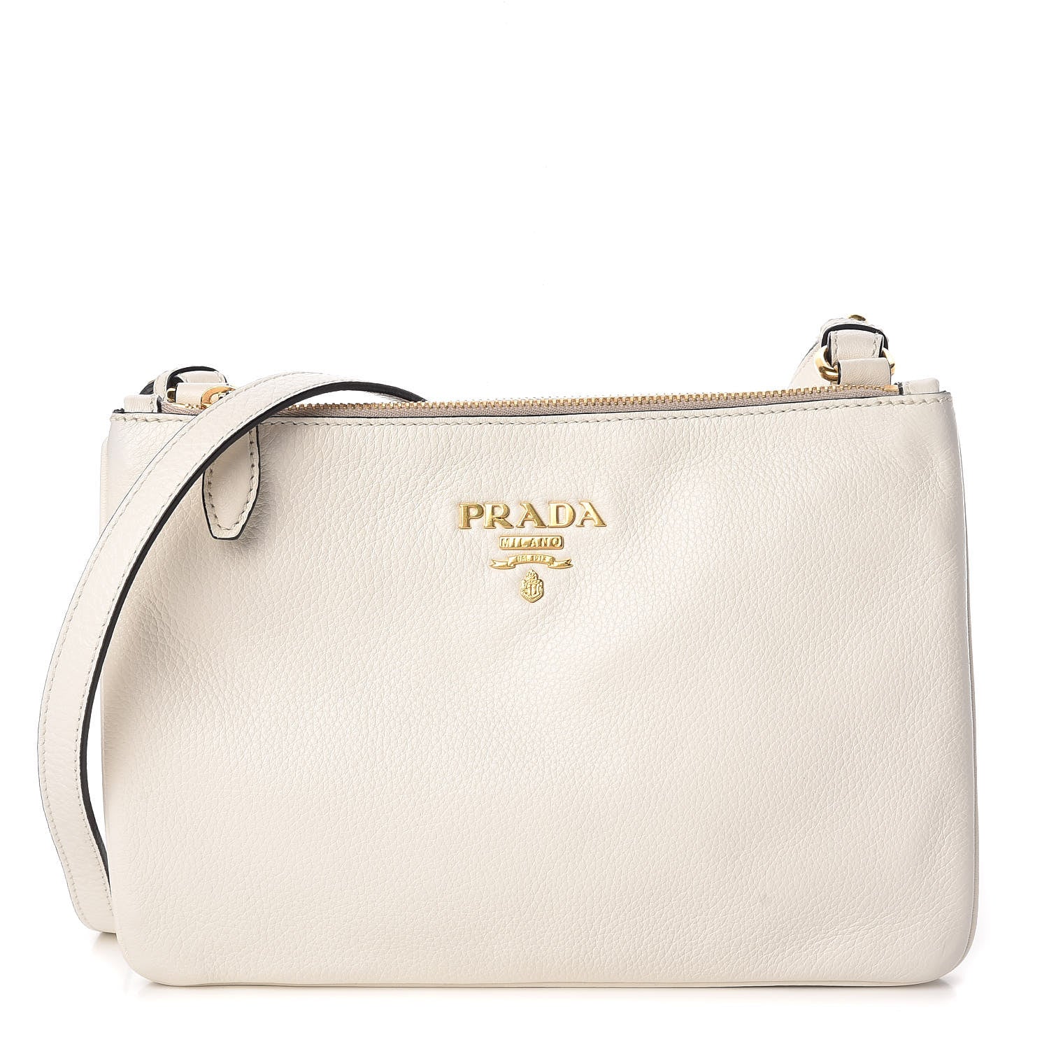 Prada Vitello Phenix Double Zip Crossbody Bag Bianco 1 of 11