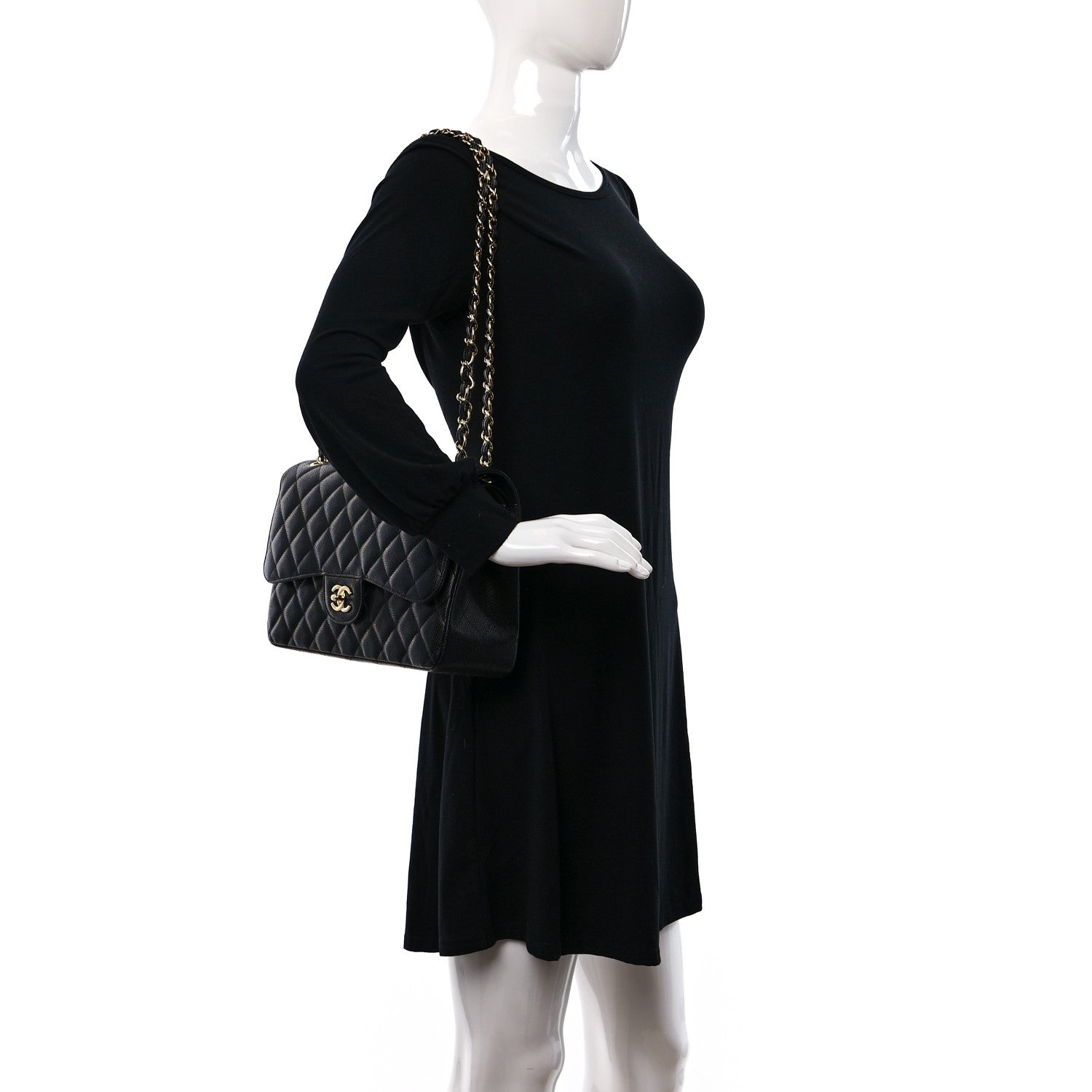 Chanel Caviar Quilted Jumbo Double Flap Black 2 of 12