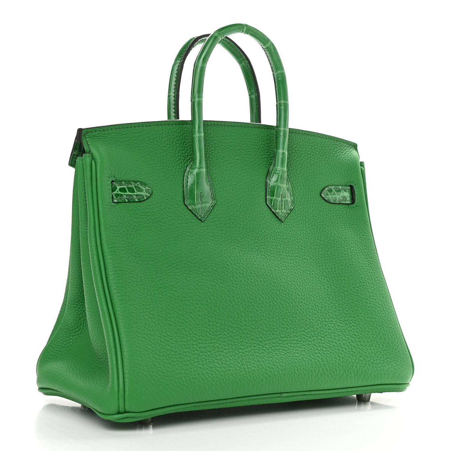 Hermes Togo Shiny Niloticus Crocodile Birkin Touch 25 Bambou Cactus 2 of 10