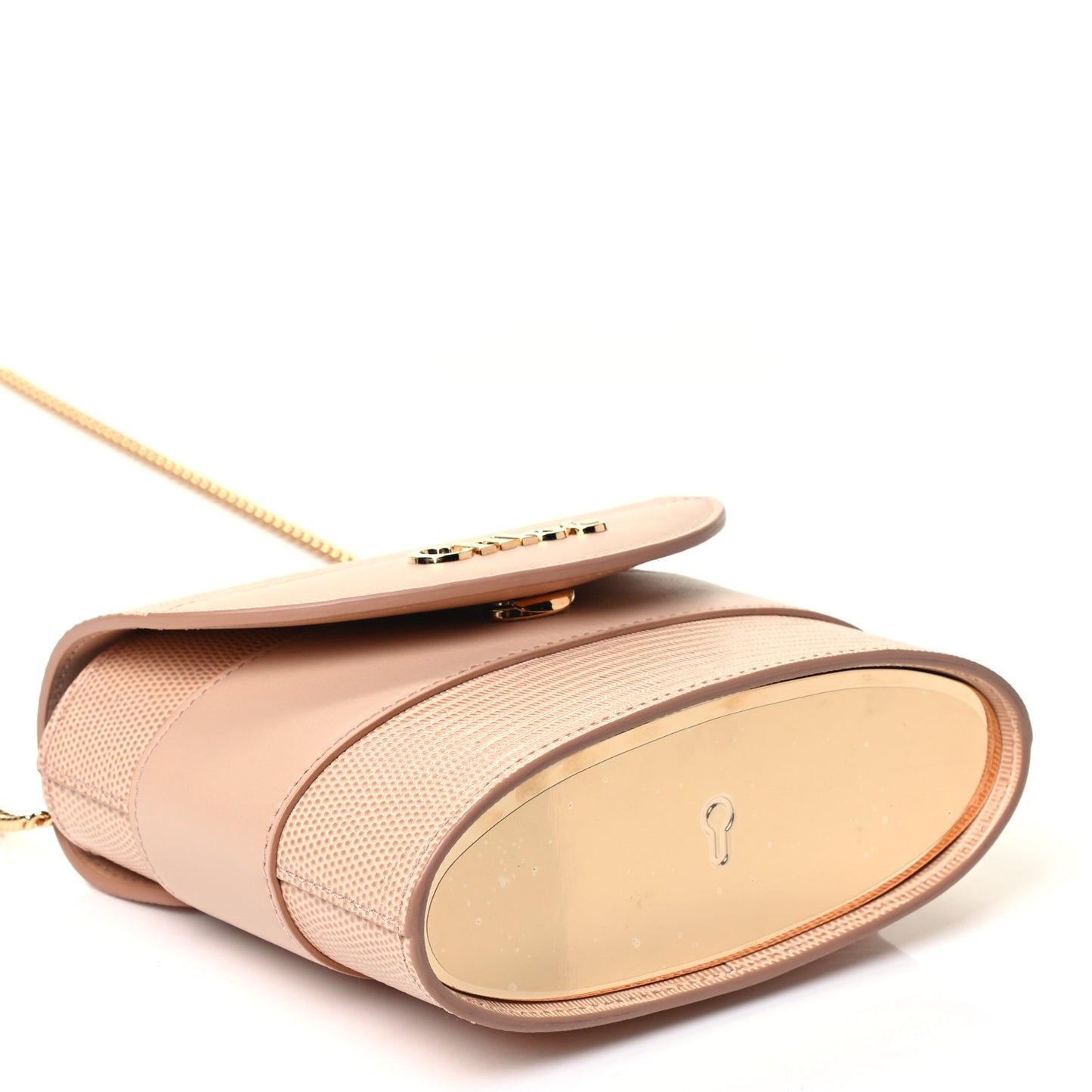 Calfskin Lizard Embossed Small Aby Lock Delicate Pink