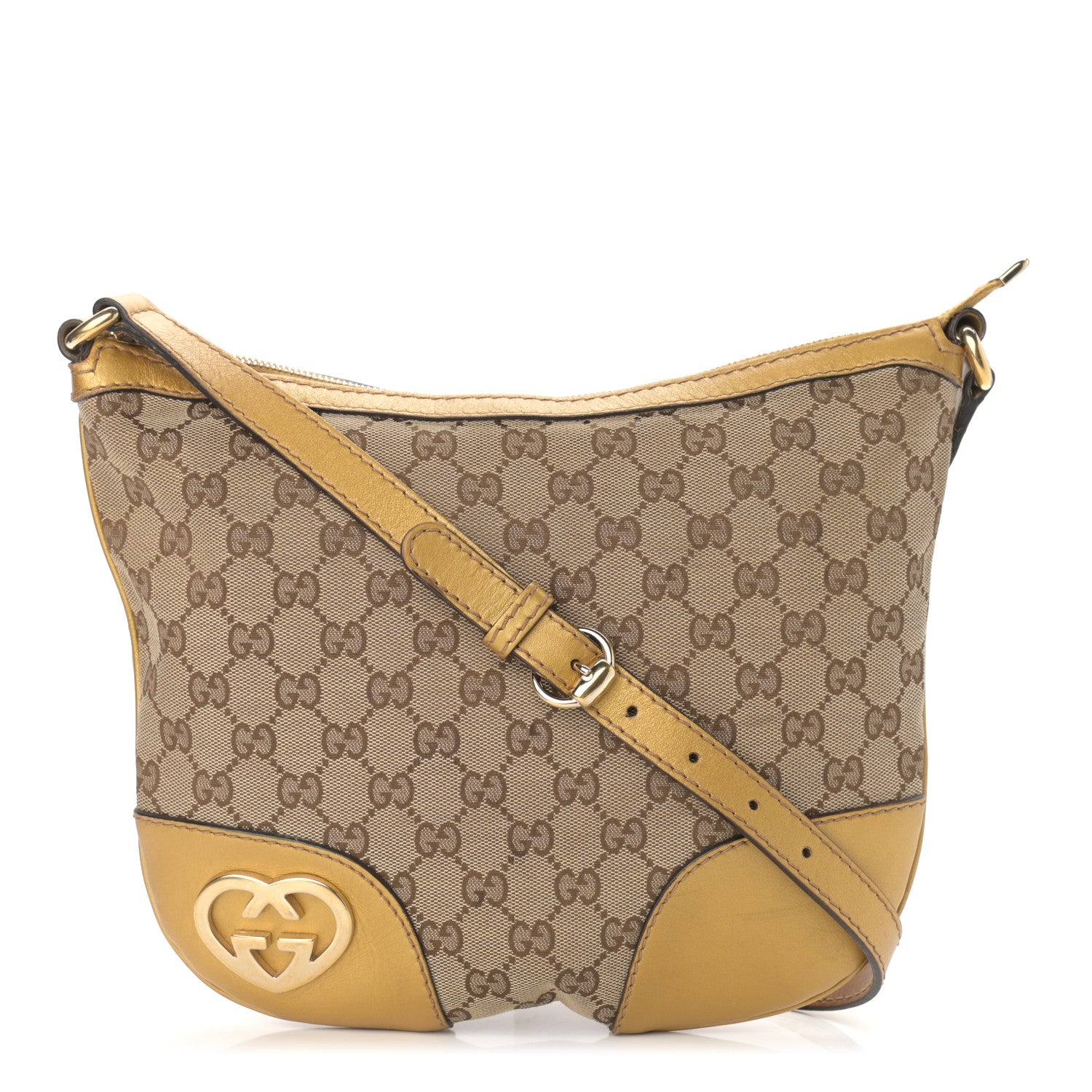 Gucci Monogram Small Lovely Heart Messenger Gold 1 of 12