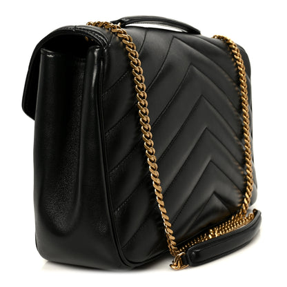 Saint Laurent Lambskin Chevron Quilted Large Loulou Black 4 of 15