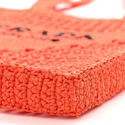 Prada Yarn Raffia Effect Crochet Logo Embroidered Tote Bag Arancio 9 of 9
