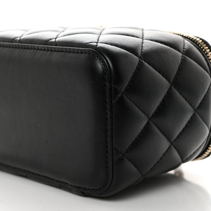 Chanel Lambskin Quilted Pearl Crush Small Vanity Case With Chain Black 10 of 10