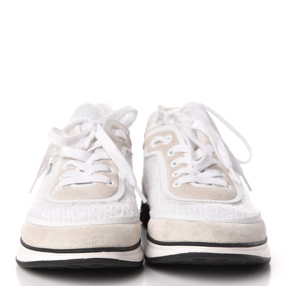 Chanel Suede Calfskin Stretch Fabric CC Sneakers 35.5 White 2 of 7