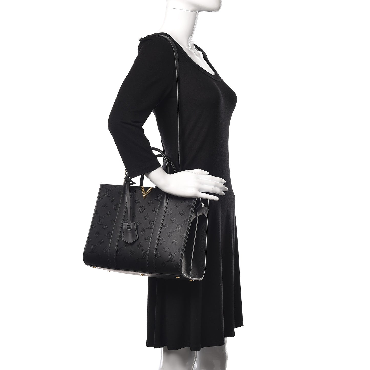 Monogram Cuir Plume Very Tote MM Black