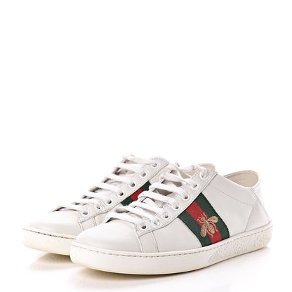Gucci Calfskin Web Bee Embroidered Womens Ace Sneakers 36 White Green 3 of 15
