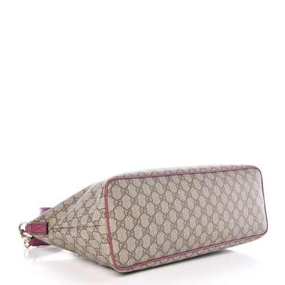 Gucci GG Supreme Monogram Medium Zippered Tote Beige New Rosette 4 of 15