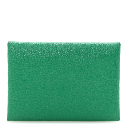 Hermes Chevre Mysore Verso Calvi Duo Card Case Menthe Vert Bosphore 1 of 8