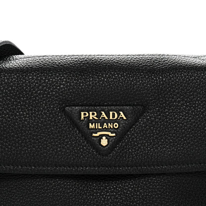 Prada Vitello Daino Soft Flap Shoulder Bag Black 8 of 10