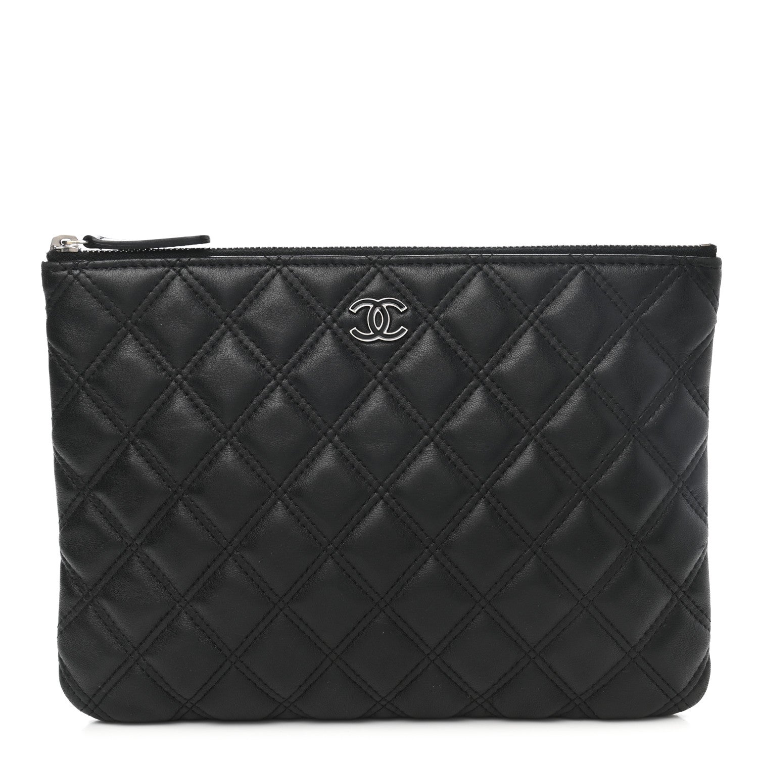 Chanel Lambskin Double Stitch Quilted Cosmetic Case Black 1 of 10