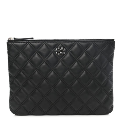 Chanel Lambskin Double Stitch Quilted Cosmetic Case Black 1 of 10