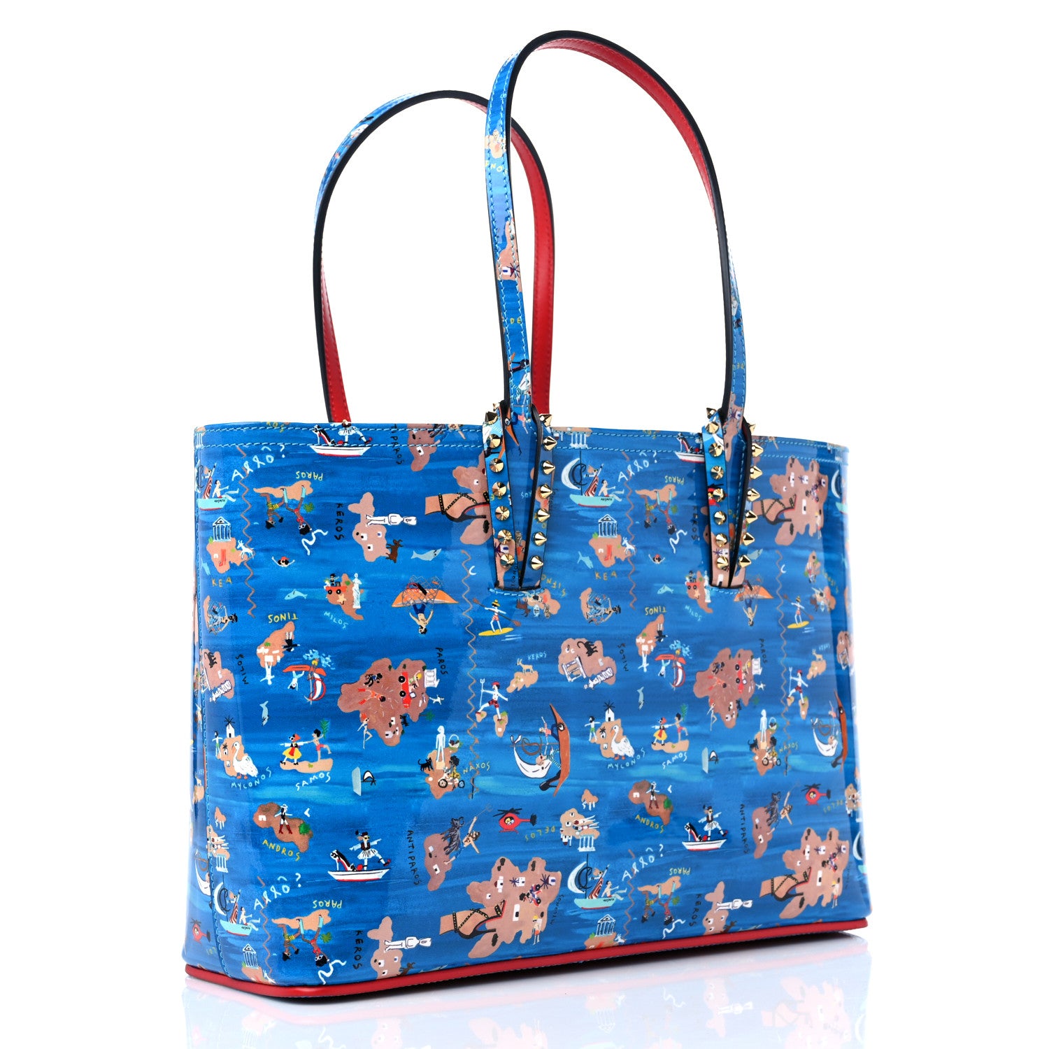 Christian Louboutin Patent Calfskin Small Greekaba Cabata Tote Blue 4 of 12