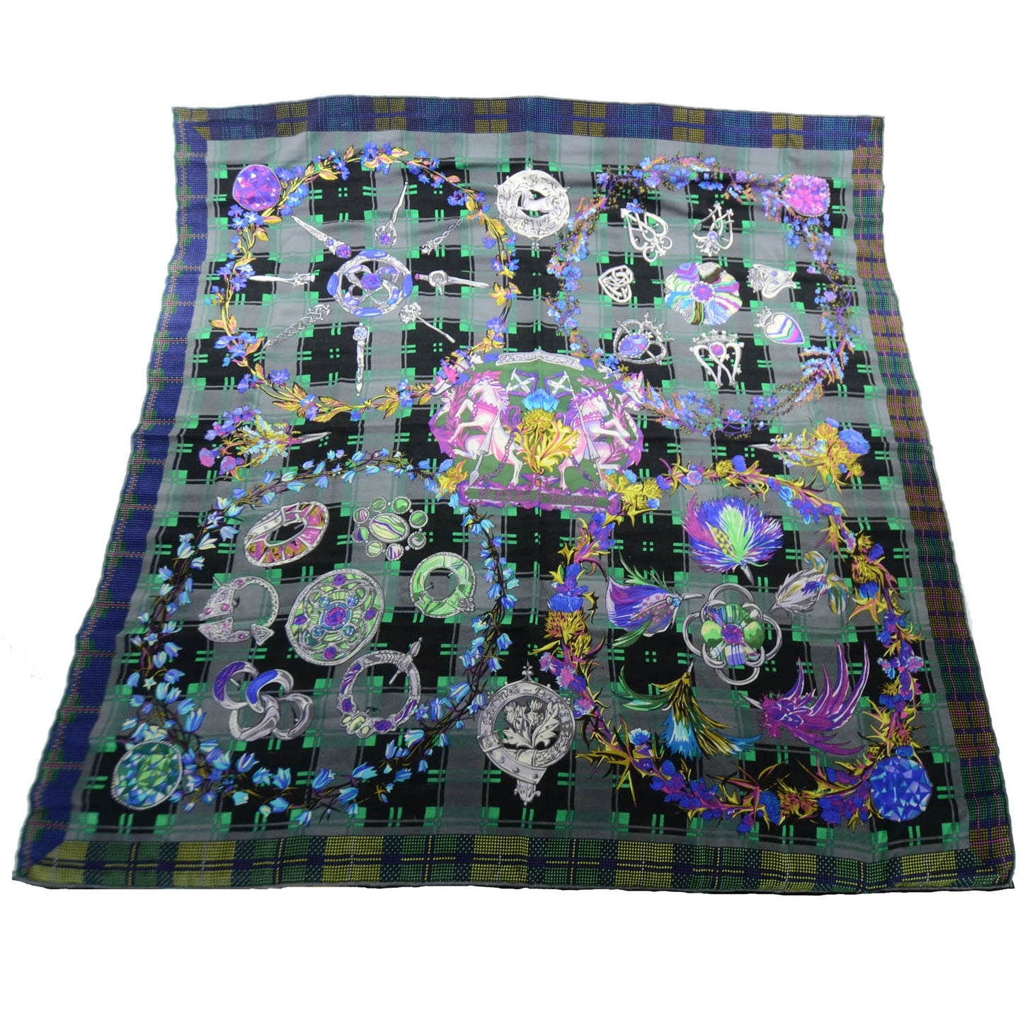 Cashmere Silk Fleurs d Ecosse Shawl Scarf 140