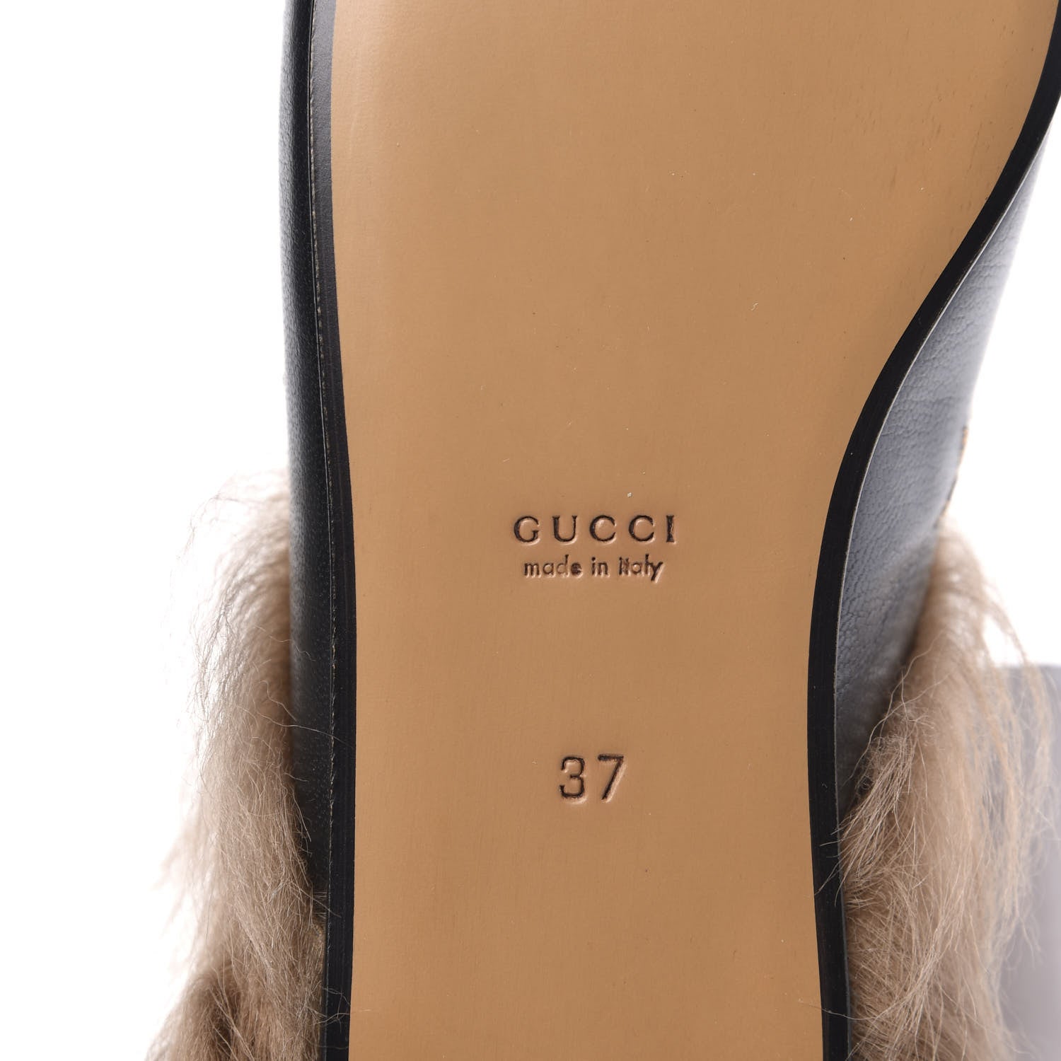 Gucci Goatskin Fur Bee Star Embroidered Womens Princetown Slippers 37 Black 6 of 8