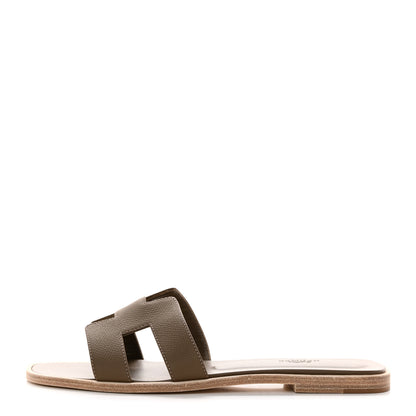 Hermes Epsom Oran Sandals 39.5 Etoupe 1 of 10