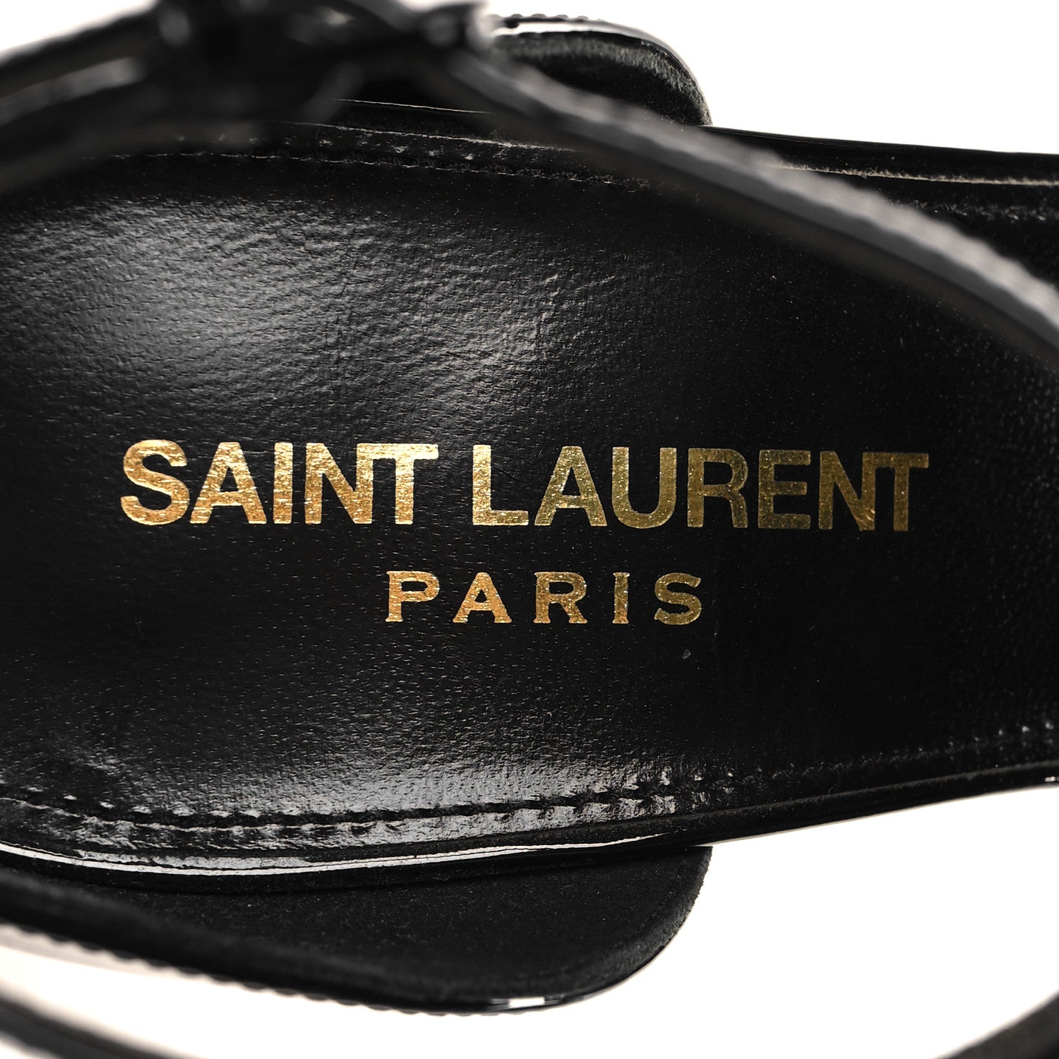 Saint Laurent Patent Calfskin Opyum 110 Sandals 36.5 Black Gold 9 of 10