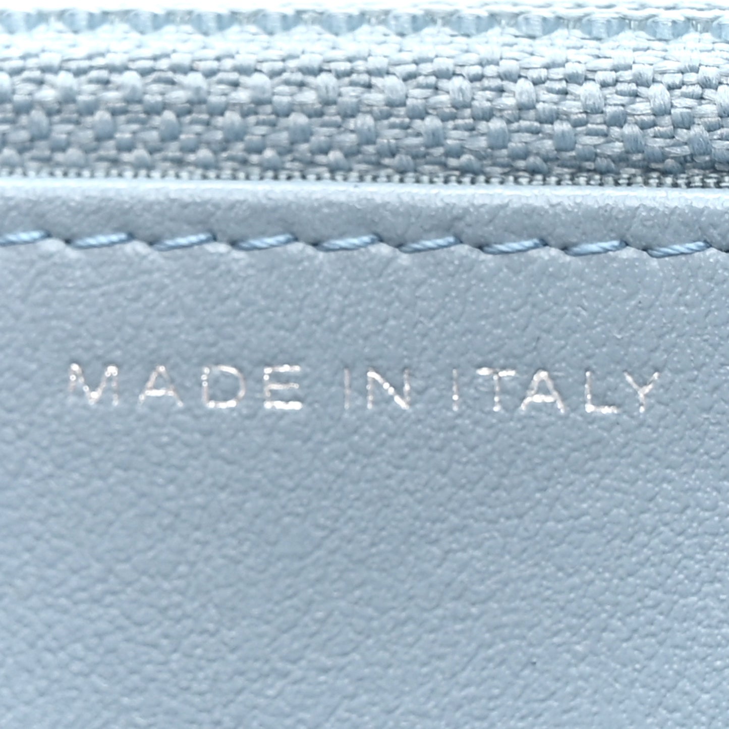 Faded Patent Calfskin Quilted Wallet on Chain Blue