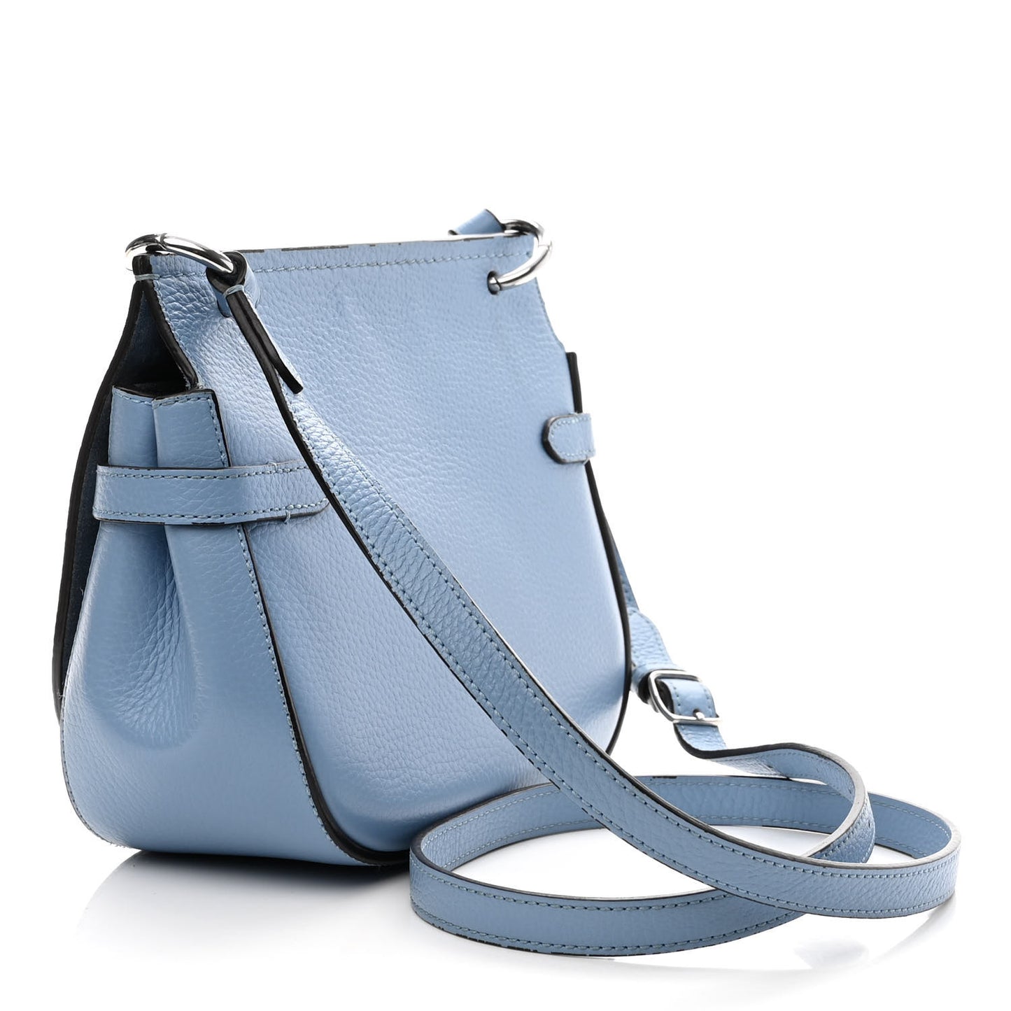 Small Classic Grain Calfskin Small Amberley Satchel Porcelain Blue