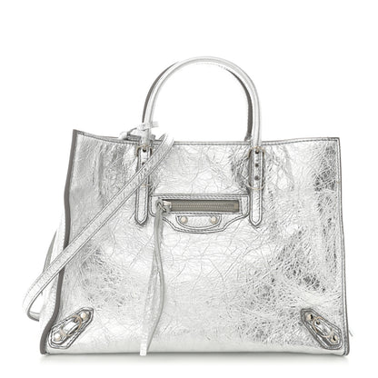 Balenciaga Metallic Calfskin Papier A6 Zip Around Tote Silver 1 of 11