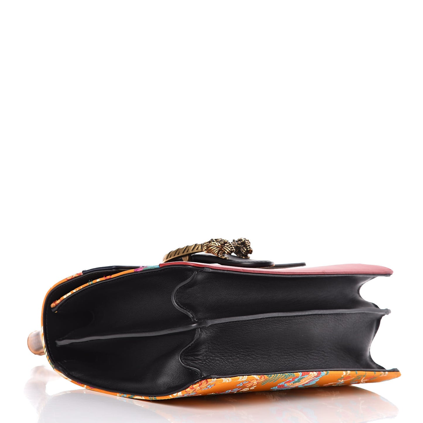 Satin Calfskin Bamboo Web Tokyo Print Medium Dionysus Top Handle Bag Giallo Multicolor Blue Agata Hibiscus Red