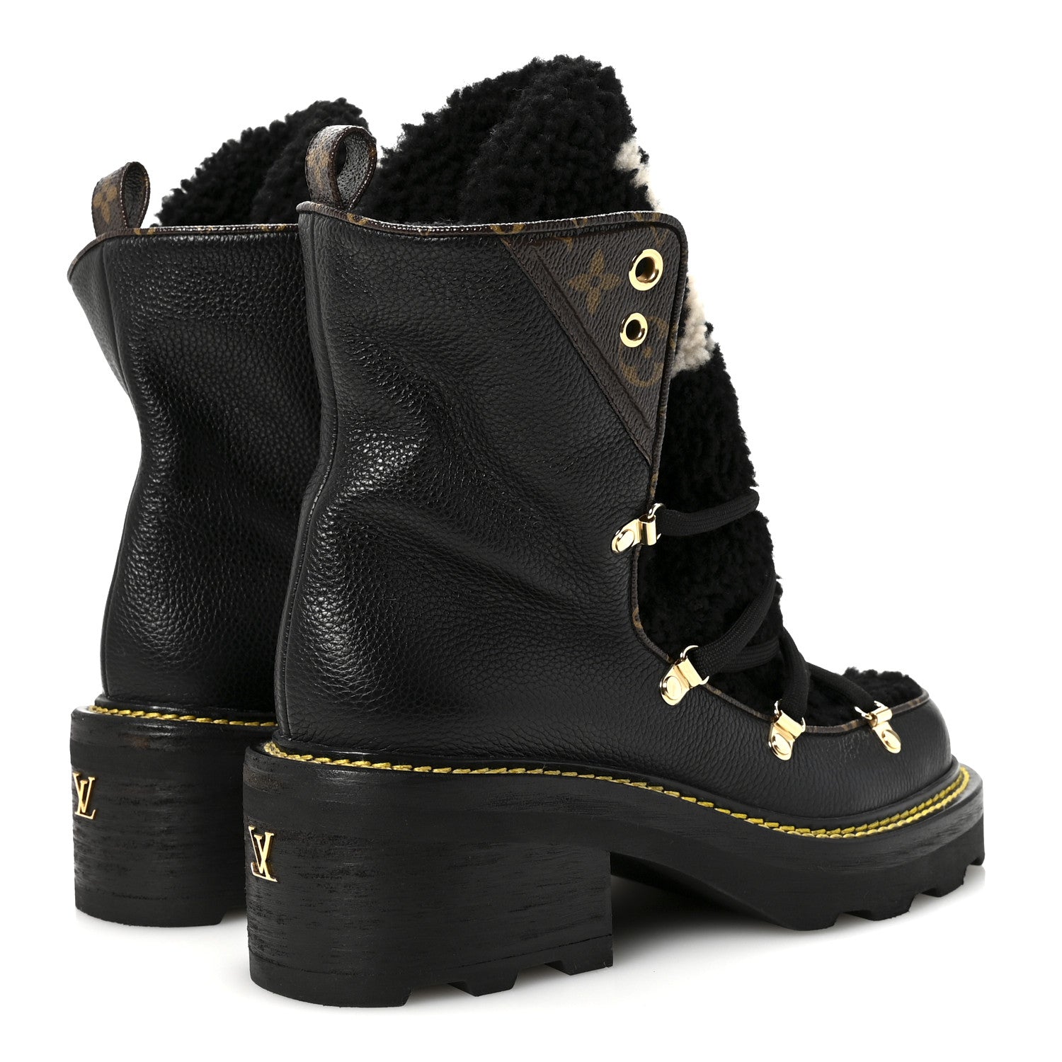 Louis Vuitton Grained Calfskin Shearling LV Beaubourg Ankle Boots 38.5 Black 5 of 9