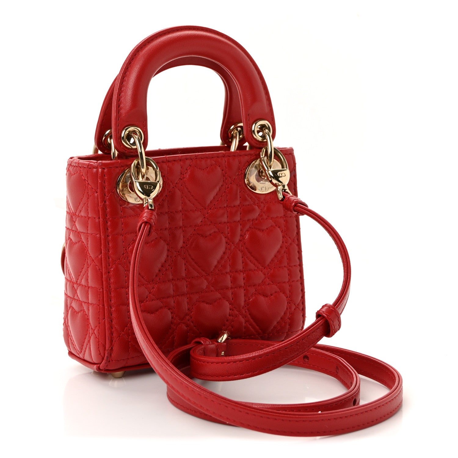 Christian Dior Calfskin Cannage Dioramour Micro Lady Dior Bright Red 3 of 9