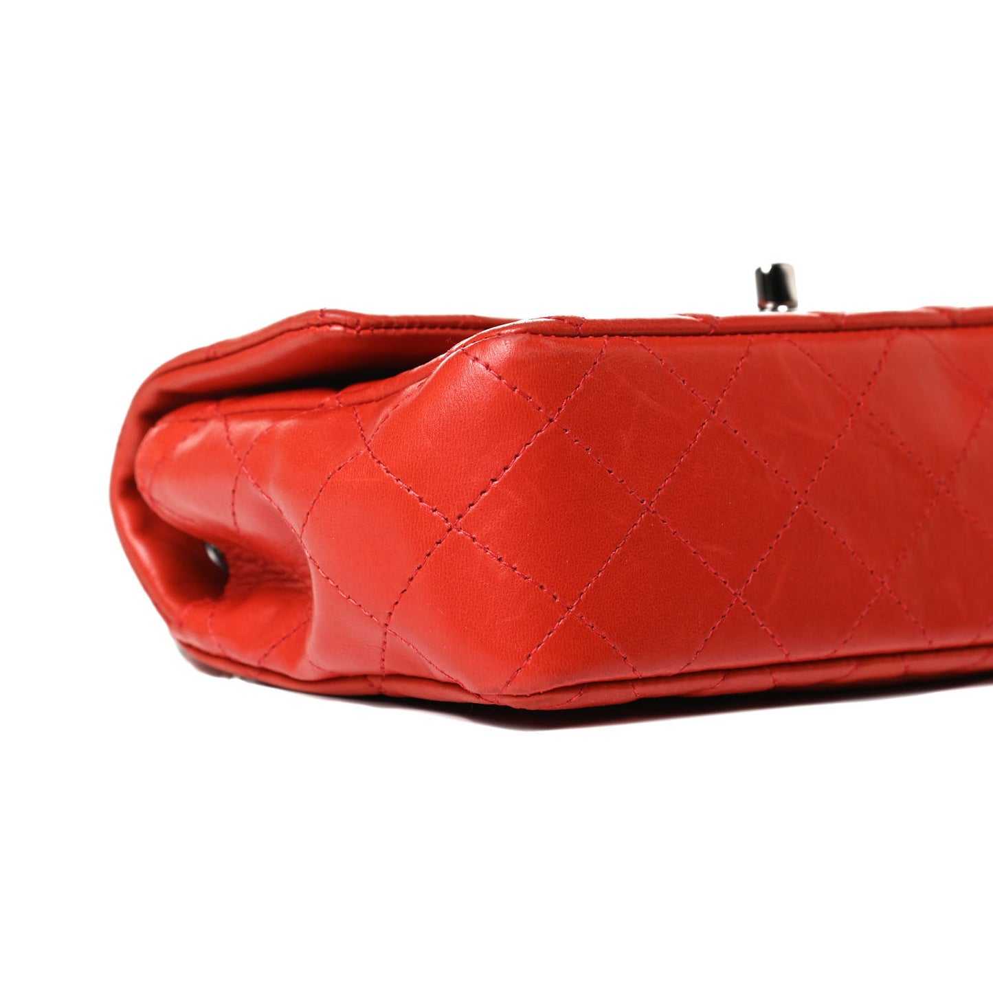 Lambskin Quilted Mini Rectangular Flap Red