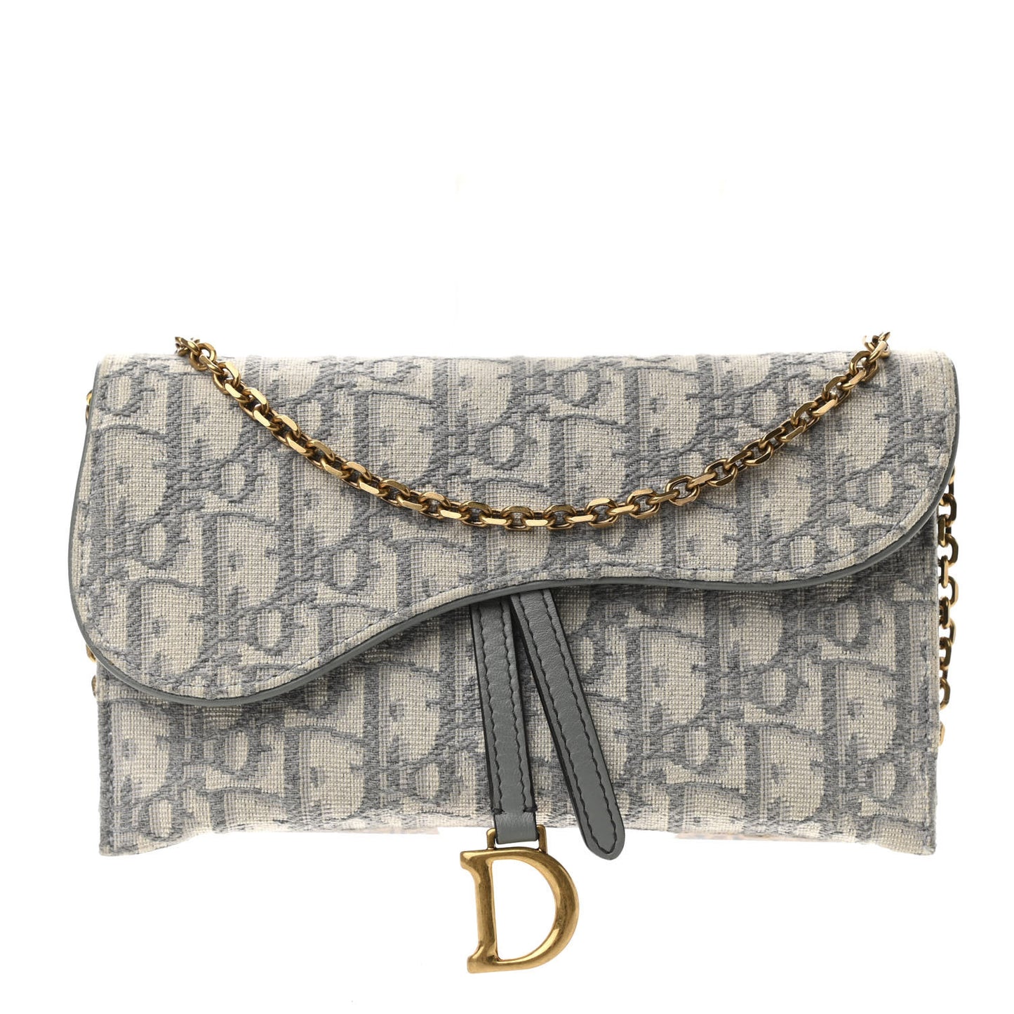 Oblique Saddle Chain Long Wallet Grey