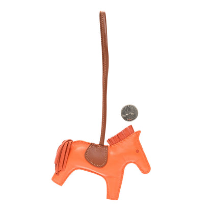 Hermes Milo Lambskin Grigri Rodeo Horse Bag Charm MM  Feu Cornaline Fauve 2 of 3