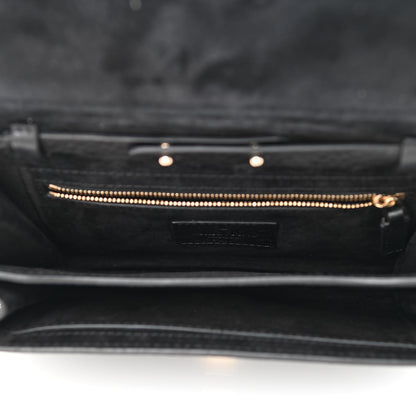 Valentino Garavani Pebbled Calfskin Rockstud Flap Chain Bag Black 5 of 8