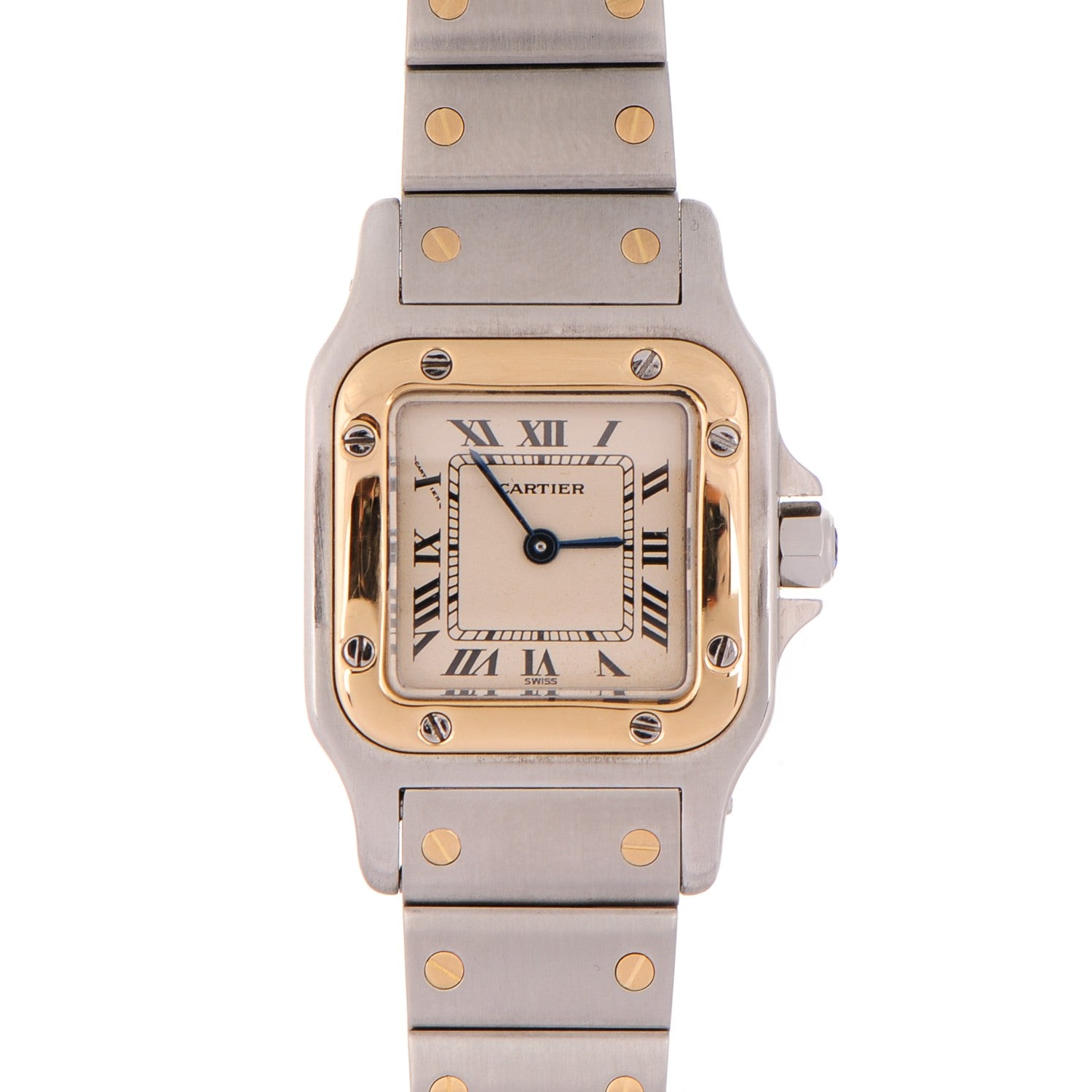Cartier Stainless Steel 18K Yellow Gold 24mm Santos De Cartier Galbee Quartz Watch 1 of 8