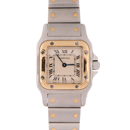Cartier Stainless Steel 18K Yellow Gold 24mm Santos De Cartier Galbee Quartz Watch 1 of 8