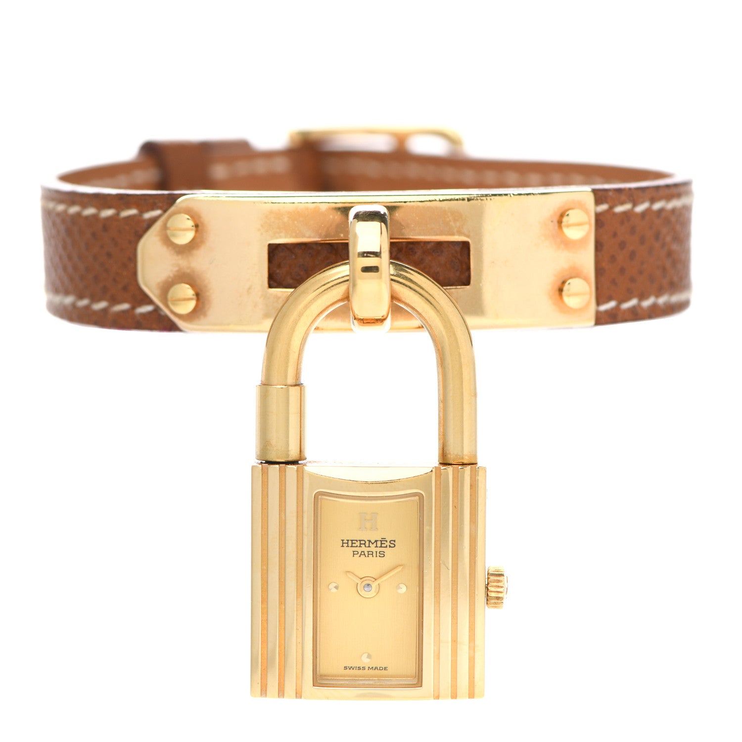 Hermes Stainless Steel Courchevel 20mm Kelly Cadena Quartz Watch Gold 2 of 8