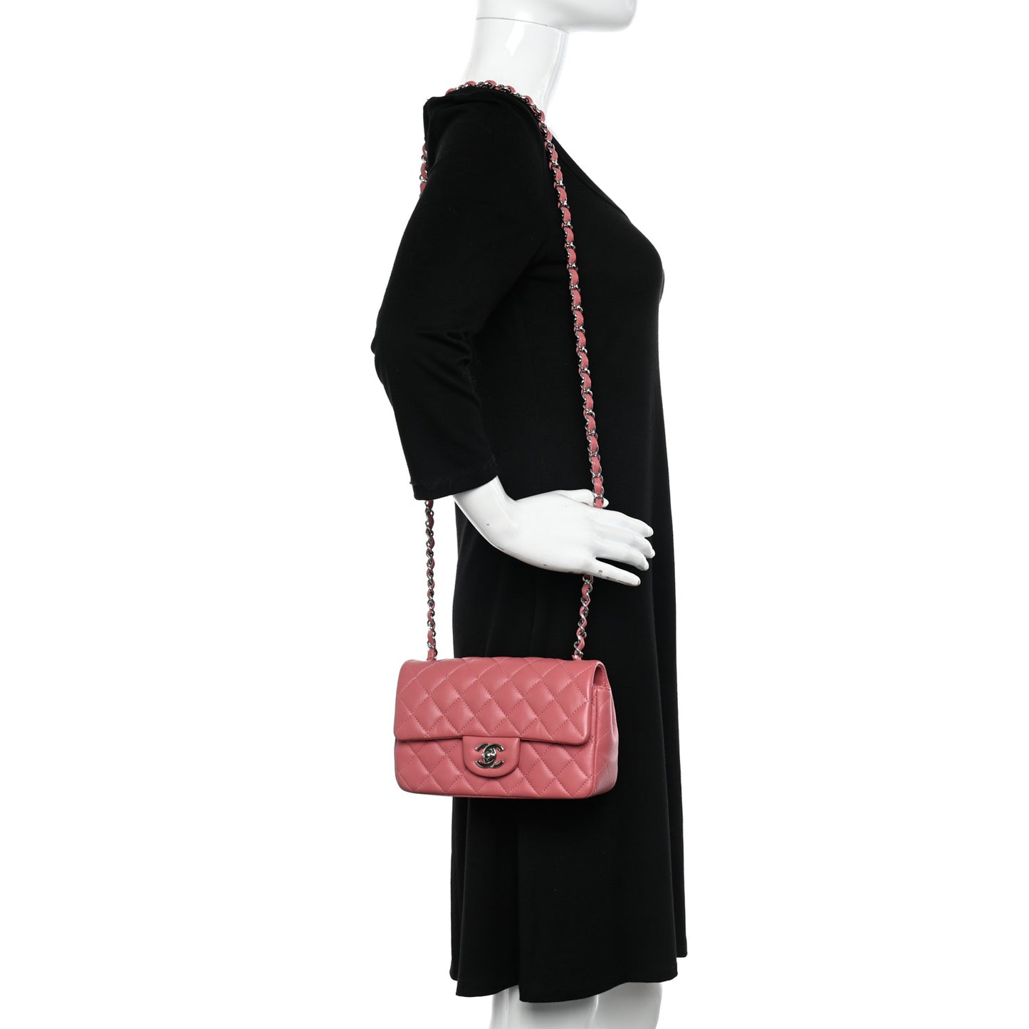 Lambskin Quilted Mini Rectangular Flap Pink