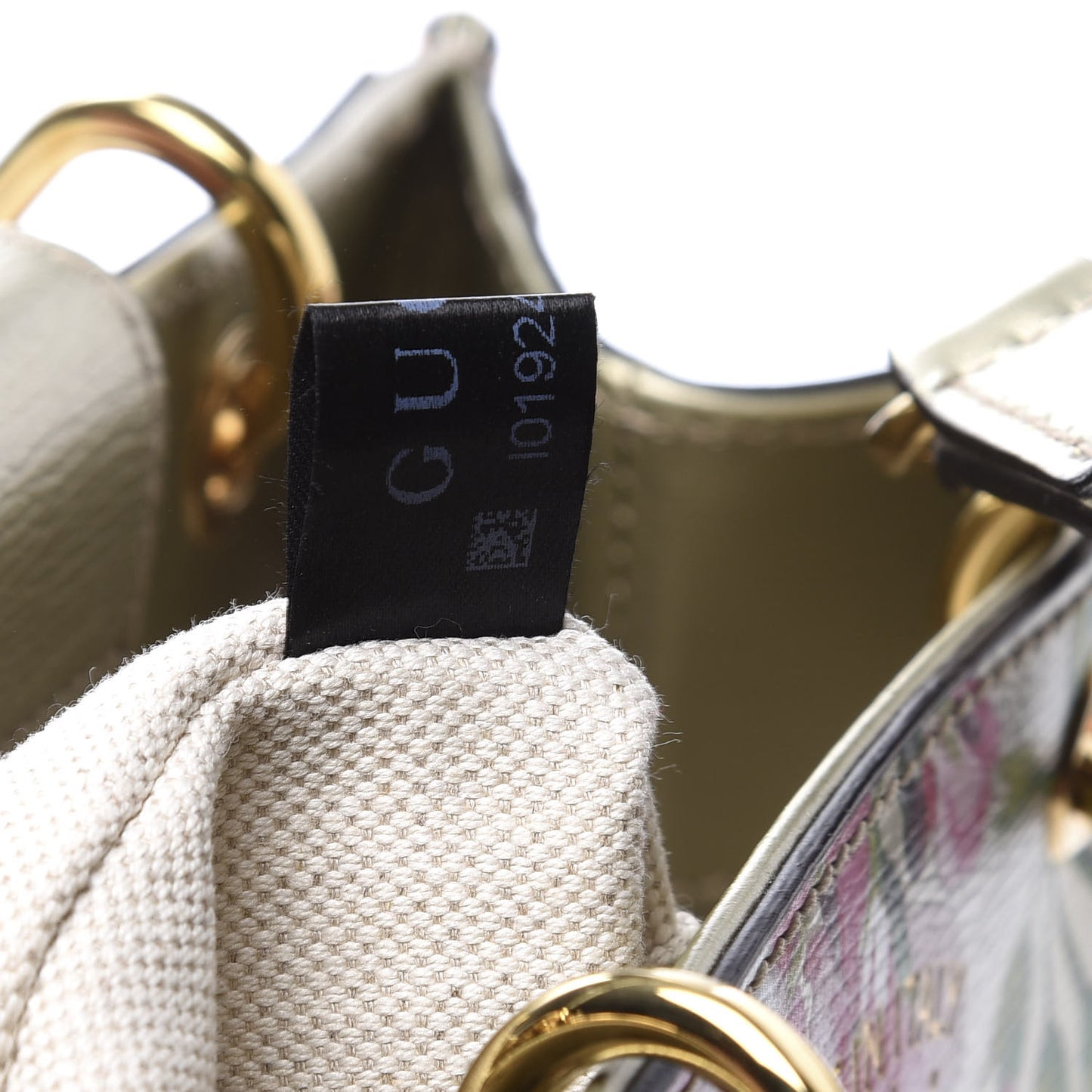 Metallic Shangai Calfskin Blooms Print Mini Bamboo Shopper Tote Gold Multicolor