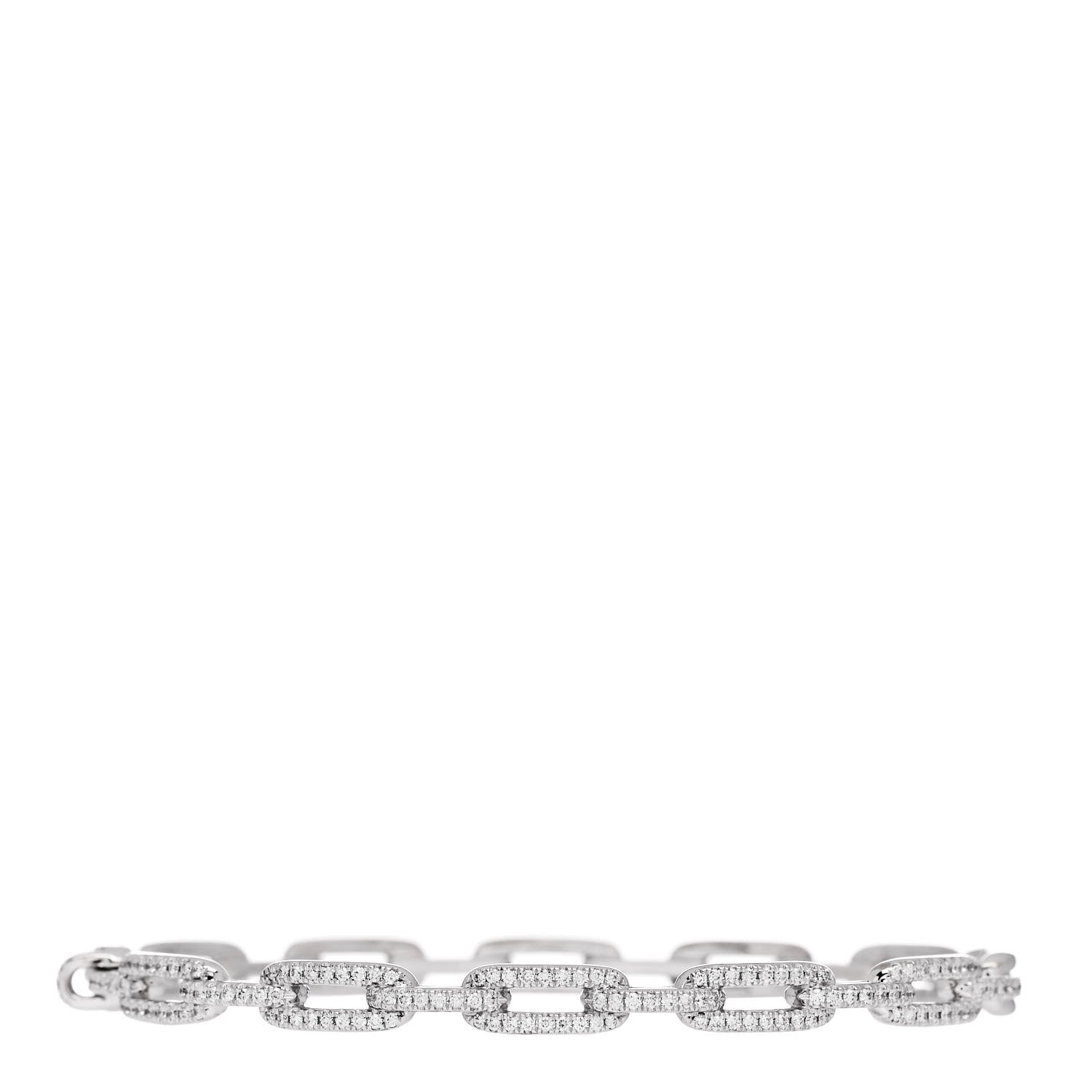 David Yurman 18K White Gold Diamond 4mm Stax Chain Link Bracelet 1 of 3