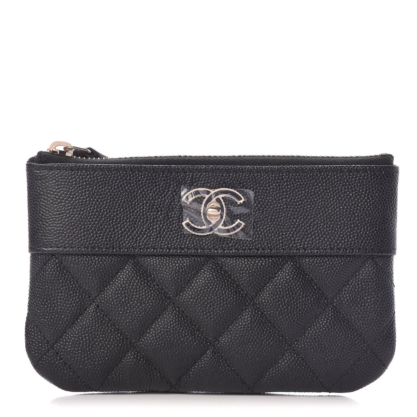 Caviar Quilted Small Vintage Mademoiselle Cosmetic Case Black