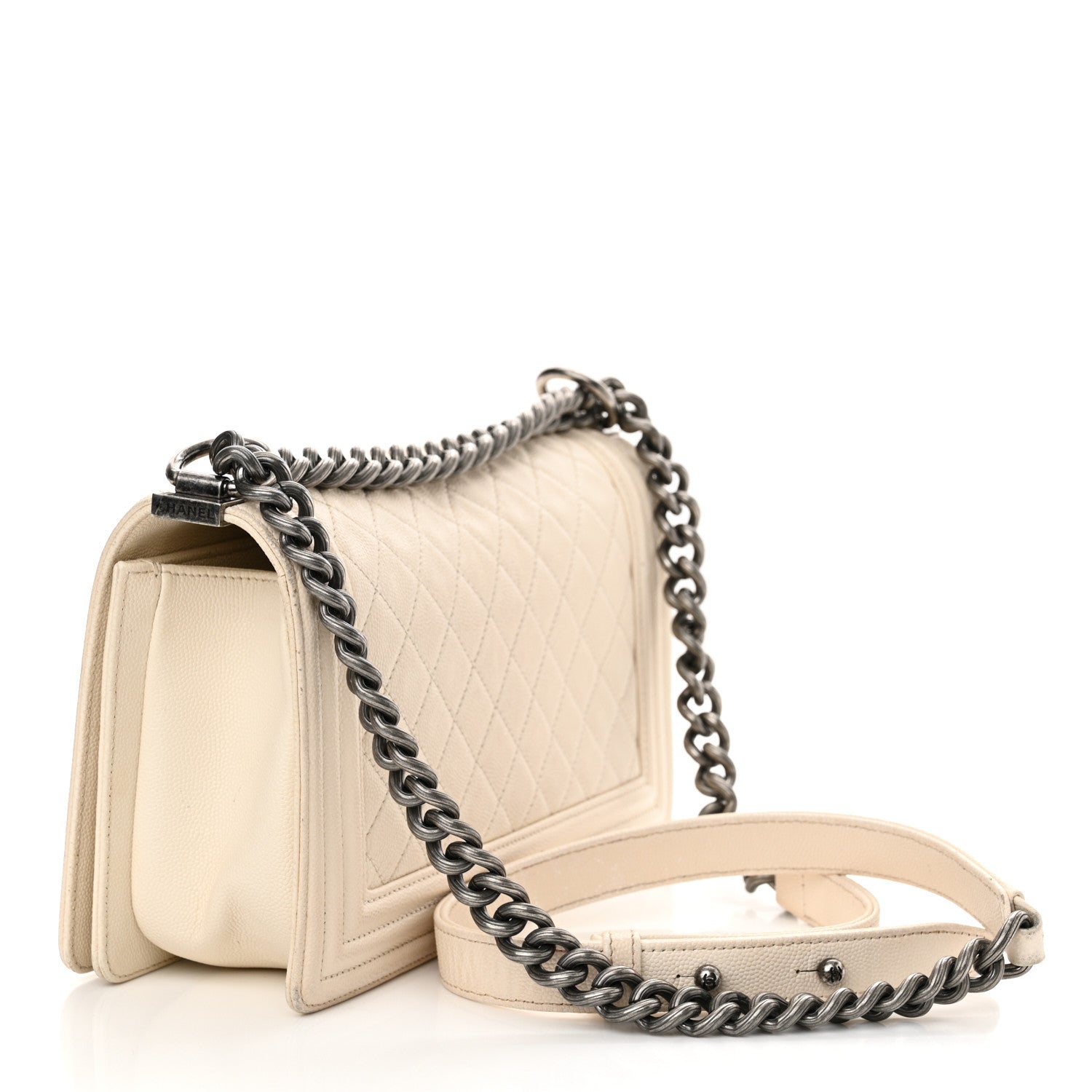 Chanel Caviar Quilted Medium Boy Flap Ivory 3 of 20