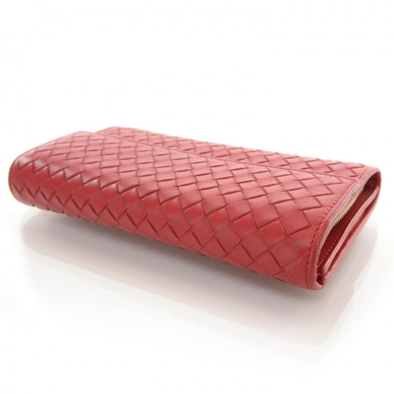 Bottega Veneta Nappa Intrecciato Continental Flap Wallet Red 3 of 8