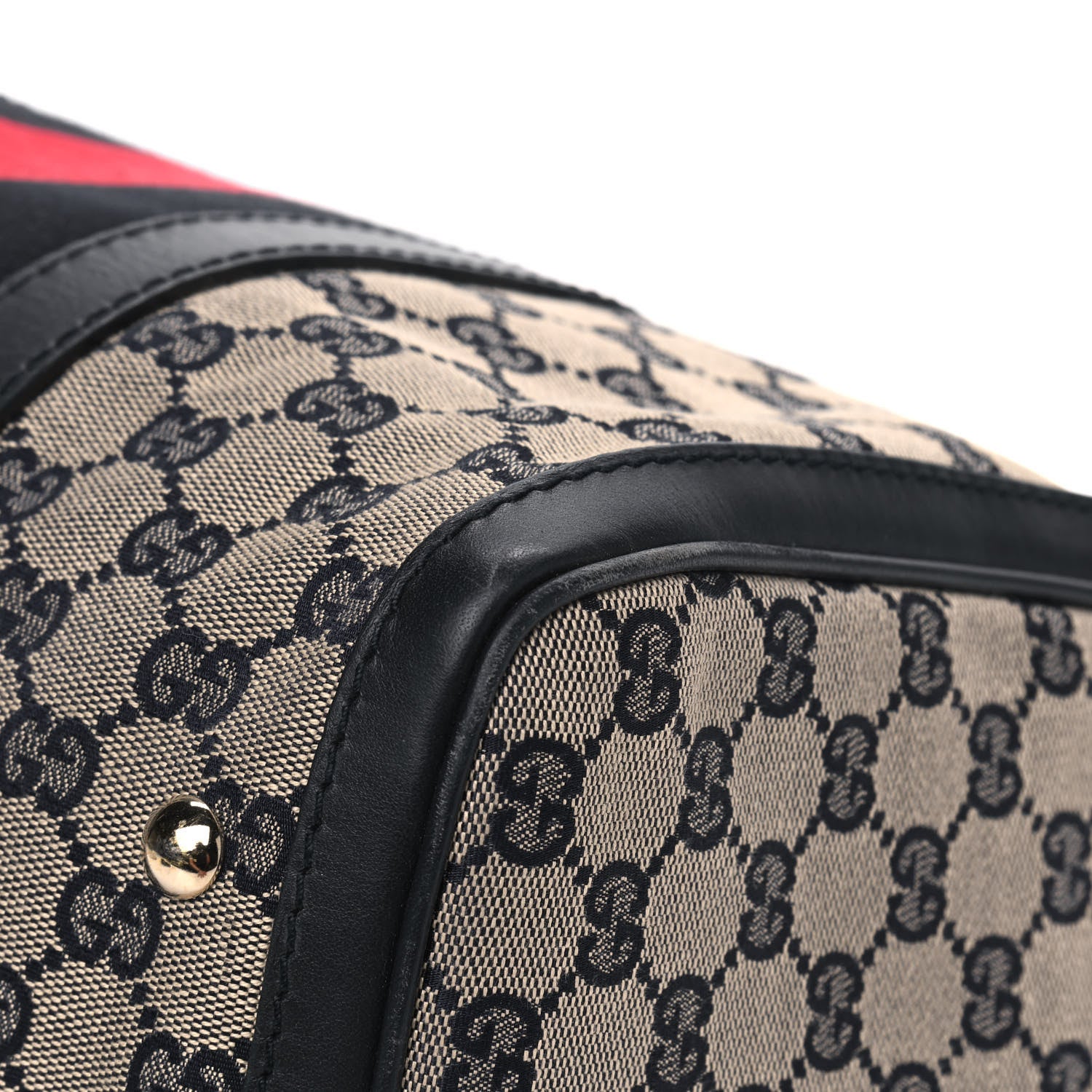 Gucci Monogram Selleria Calfskin Vintage Web Medium Boston Beige Blue 9 of 14