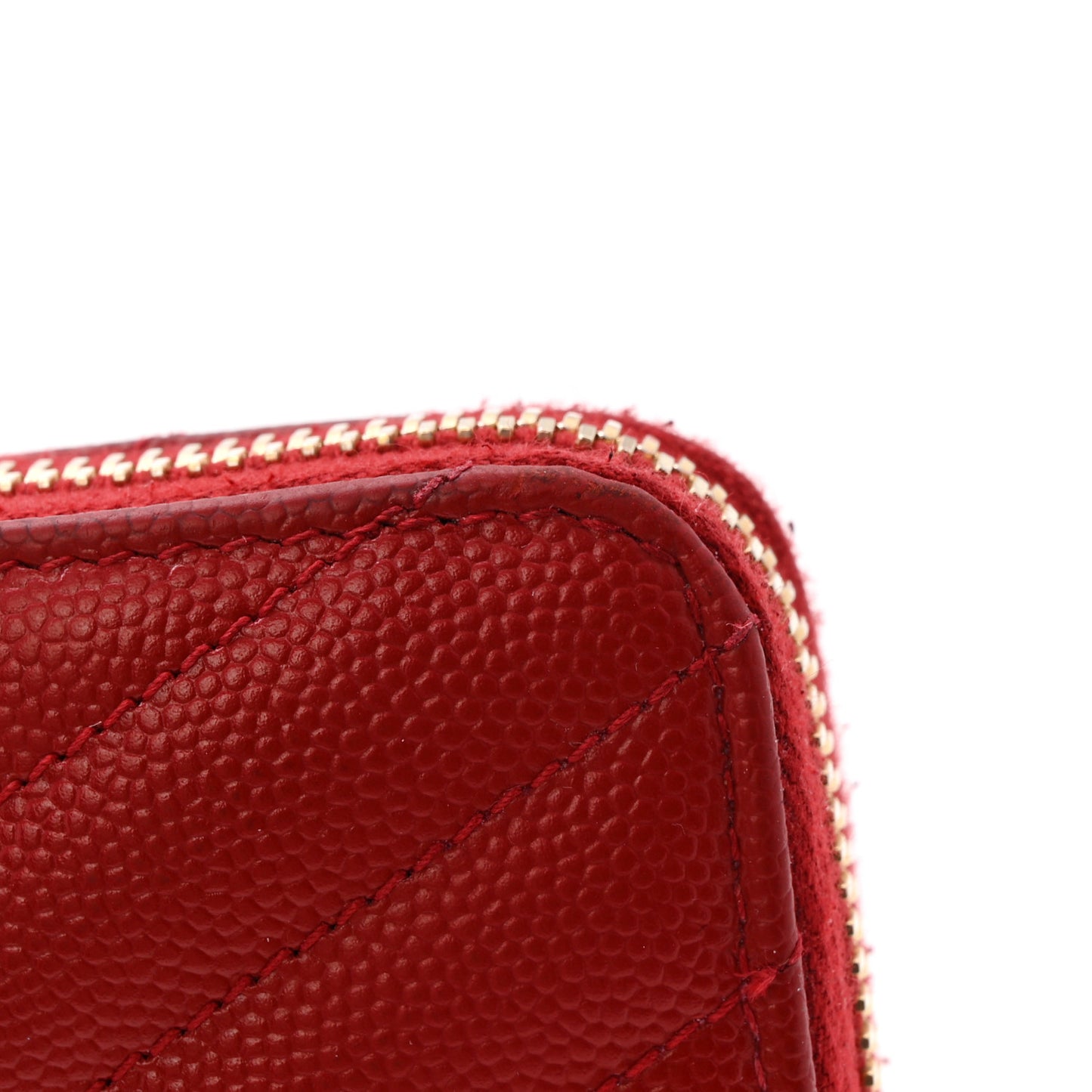 Grain De Poudre Matelasse Chevron Monogram Zip Around Wallet Red