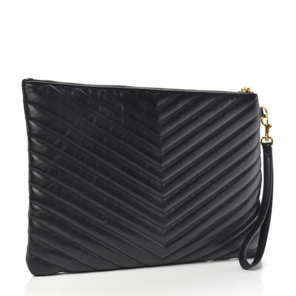 Saint Laurent Calfskin Matelasse Monogram Cassandre Tablet Pouch Black 3 of 9