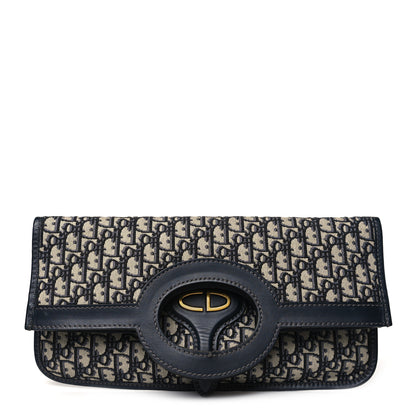Christian Dior Oblique Fold Over Clutch Blue 1 of 11